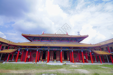 红墙砖瓦佛教寺庙建筑背景