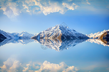 唯美雪山倒影雪山倒影设计图片