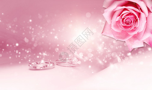 玫瑰雪婚礼戒指设计图片