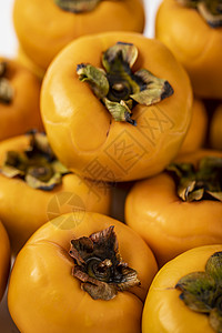 秋季脆柿子甜柿子高清图片素材