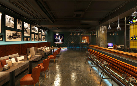 现代酒吧吧台吊灯高清图片