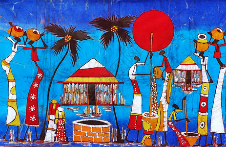 艺术画素材莫桑比克海峡风光非洲特色艺术画蜡染背景