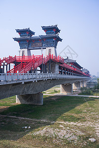 咸阳古渡廊桥高清图片