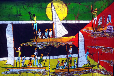 抽象画作非洲艺术蜡染抽象派画作莫桑国旗背景