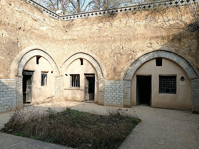 陕西窑洞背景图片
