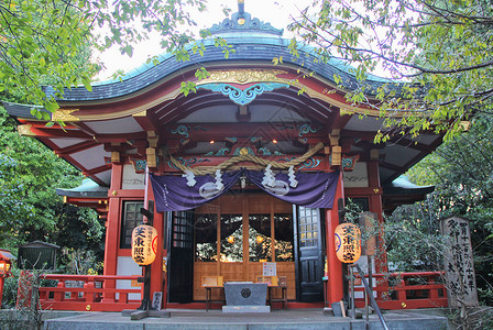 日本东京上野公园寺庙古代建筑高清图片素材