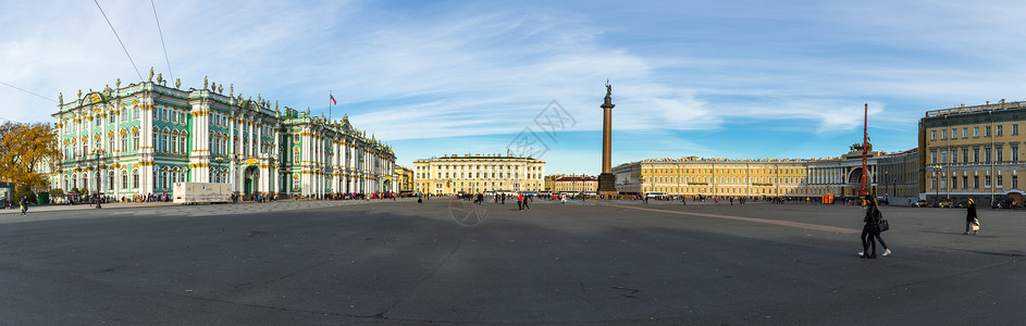 俄罗斯圣彼得堡冬宫圣彼得堡冬宫广场全景图背景