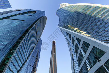 玻璃幕墙建筑莫斯科现代化金融商业区莫斯科城背景