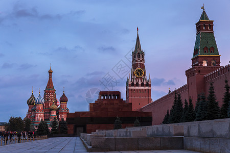 莫斯科著名旅游景点红场克里姆林宫与圣瓦西里大教堂风光图片