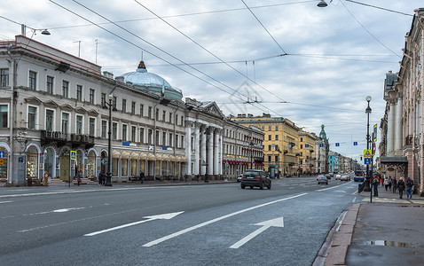 圣彼得堡街景圣彼得堡著名涅瓦大街街景背景