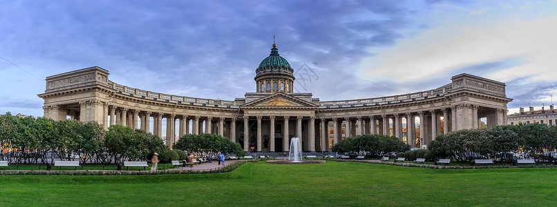 俄罗斯东正教教堂圣彼得堡著名喀山大教堂外观背景