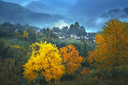 秋染乡村风景高清图片素材