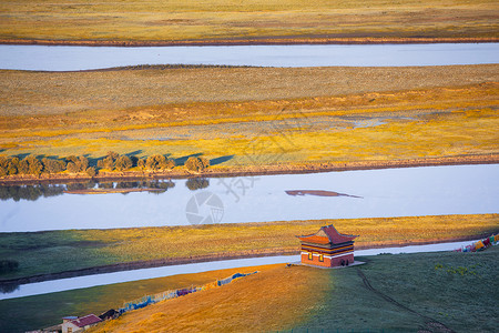 川西若尔盖草原唐克黄河背景图片
