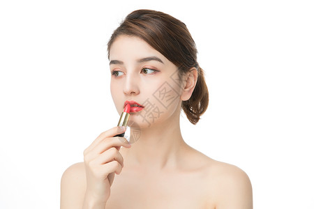 女性化妆口红背景图片