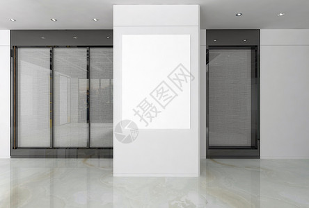 玻璃电梯海报样机图设计图片
