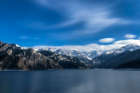 新疆天山天池雪景山川高清图片素材