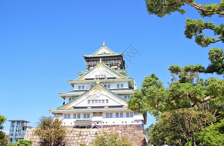 日本大阪城天守阁背景图片