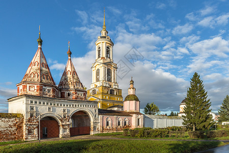 俄罗斯著名金环小镇苏兹达尔圣袍修道院背景