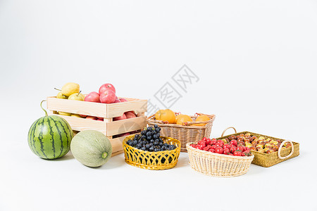 水果丰收水果木箱高清图片