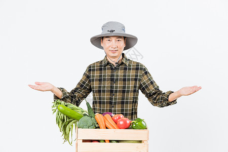 农民新鲜蔬菜展示背景图片