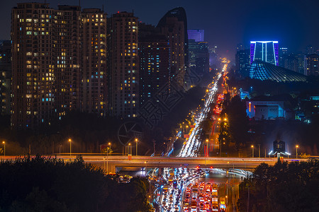 北京下班堵车街道高清图片素材
