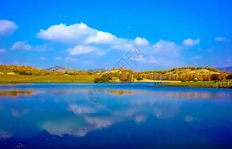 草原湖内蒙古自治区乌兰布统公主湖景区背景