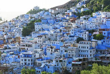 蓝房子摩洛哥之城舍夫沙万背景