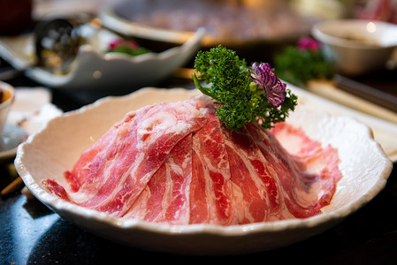 火锅食材羊肉片背景图片