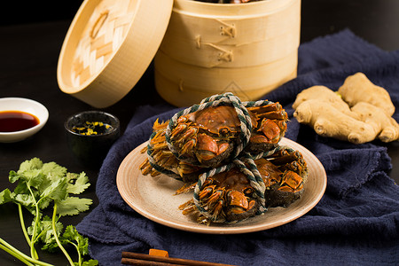 生鲜饺子美味的大闸蟹背景