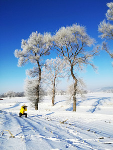 韩屯镇吉林雾凇岛跪在美丽的冰雪天地背景