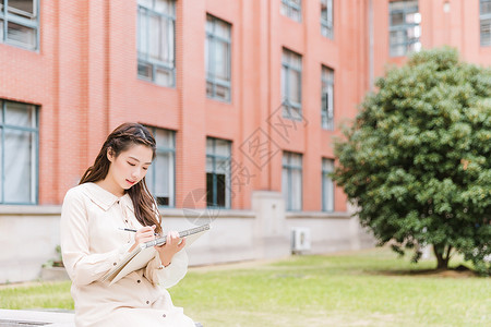 绘画和白色校园青春女孩素描背景