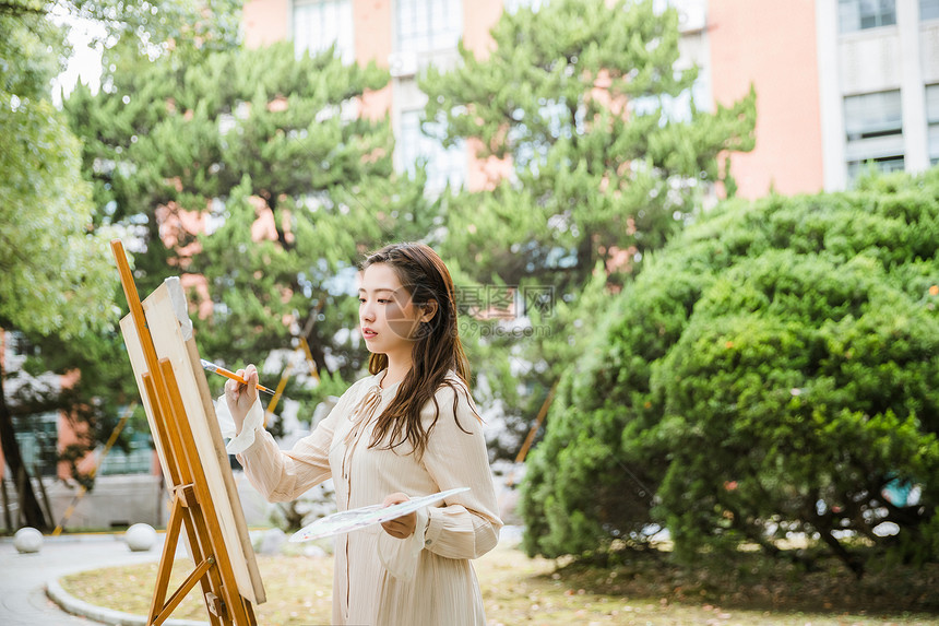 文艺美女画油画图片