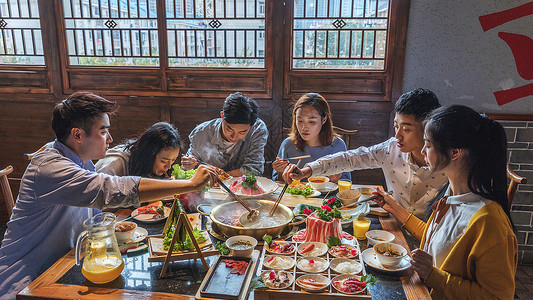 火锅美食青年聚会人物高清图片素材