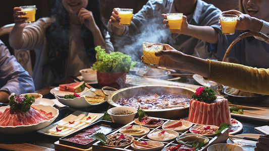 饮料美食火锅美食青年聚会背景