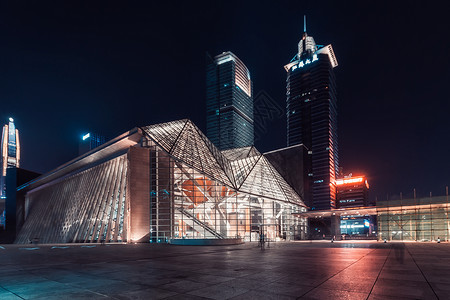 深圳音乐厅夜景现代建筑高清图片素材