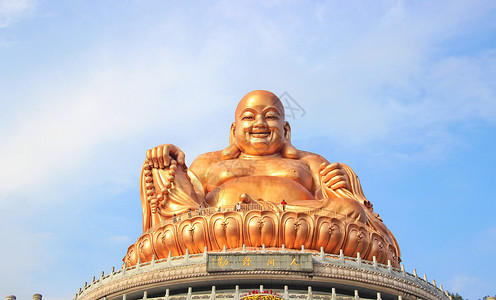 奉化溪口雪窦寺溪口雪窦寺弥勒佛像背景