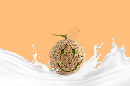 哈密瓜果汁笑脸设计图片