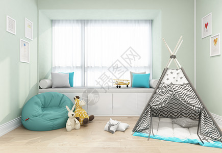 卧室背景图北欧风儿童活动室室内设计效果图背景