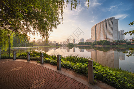 沂蒙生态小城沂水城市湿地背景图片