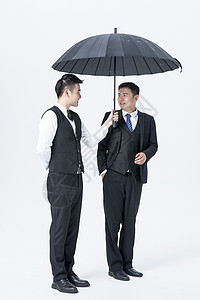 打伞的男人男性服务员服务打伞背景