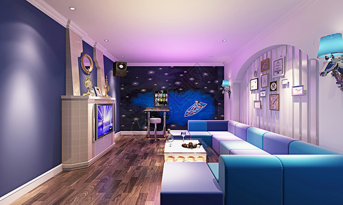 KTV灯地中海风格客厅设计图片