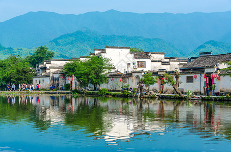 古村建筑世界文化遗产安徽宏村背景