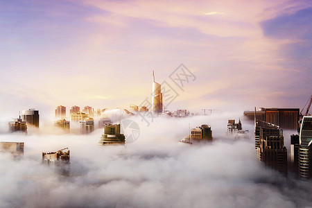 晨雾壁纸云中城市设计图片