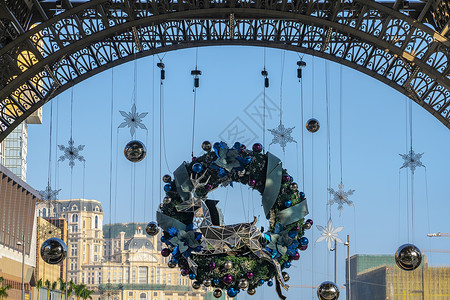 时尚花环装饰澳门巴黎人圣诞节快乐背景