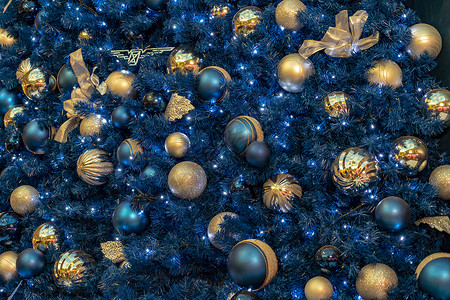 蓝色星点光效梦幻蓝色的圣诞节背景