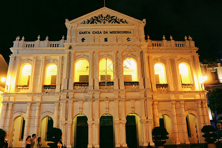 葡式建筑澳门仁慈堂博物馆夜景背景