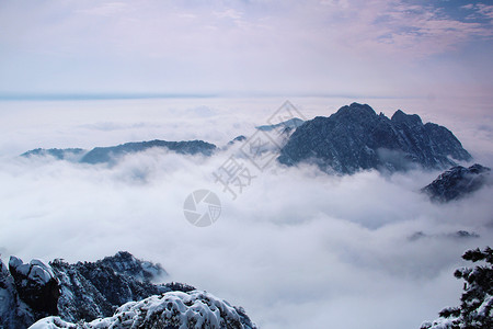 冬季黄山黄山冬季云海背景