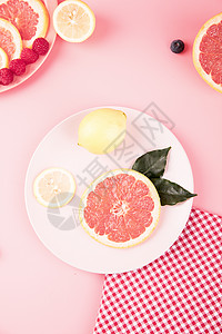 柠檬西柚水果组合背景图片