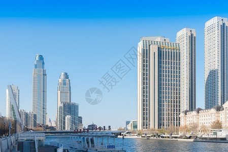 天津城市风光海河两岸高楼高清图片素材