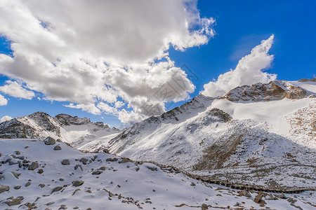 高原雪景达古冰川高清图片